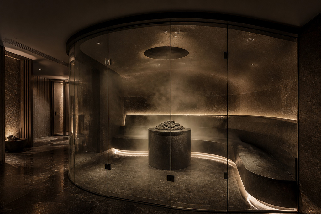 İstanbul wellness kulübünde özel tasarım buhar odası
