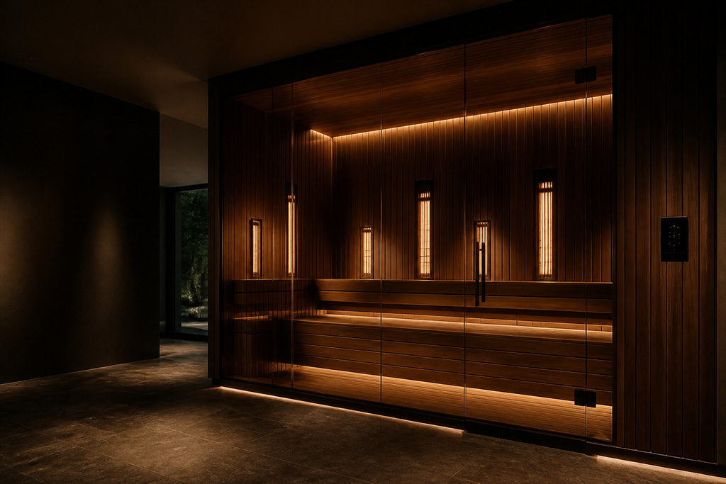Isıtıcı panelleri entegre edilmiş modern infrared sauna